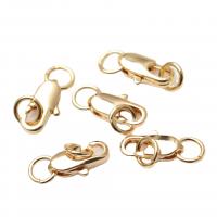 Brass Fishhook Clasp, gold color plated, DIY, golden, nickel, lead & cadmium free, 4.5x12mm,4x10mm, 10PCs/Bag, Sold By Bag