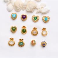 Brass Jewelry Beads, with Resin, gold color plated, DIY, mixed colors, nickel, lead & cadmium free, 12PC/Bag, Sold By Bag