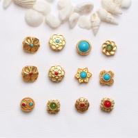 Brass Jewelry Beads with Resin gold color plated DIY mixed colors nickel lead & cadmium free Sold By Bag
