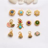 Brass Jewelry Beads with Resin gold color plated DIY & enamel mixed colors nickel lead & cadmium free Sold By Bag