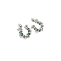 Boucles d'oreilles en laiton zircon cubique pavent, avec cristal, Placage, pavé de micro zircon & pour femme, multicolore, 23x33mm, Vendu par paire
