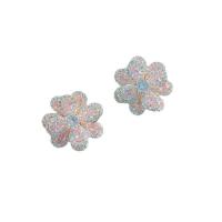 Cubic Zirconia Micro Pave Brass Earring, Flower, plated, micro pave cubic zirconia & for woman, more colors for choice, 19x19mm, Sold By Pair