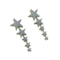 Cubic Zirconia Micro Pave Brass Earring, Star, plated, micro pave cubic zirconia & for woman, more colors for choice, 16x54mm, Sold By Pair