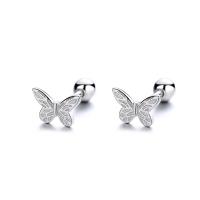 925 Sterling Silver Stud Earrings, Butterfly, plated, for woman, more colors for choice, 6.60mm, Sold By Pair