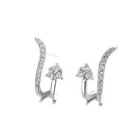 Cubic Zirconia Micro Pave Sterling Silver Earring 925 Sterling Silver plated micro pave cubic zirconia & for woman 16.50mm Sold By Pair