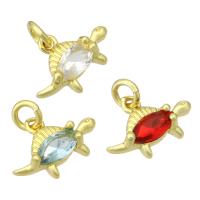 Cubic Zirconia Brass Pendants Dinosaur gold color plated micro pave cubic zirconia Approx 2mm Sold By Lot