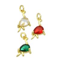 Cubic Zirconia Brass Pendants, Dinosaur, gold color plated, micro pave cubic zirconia, more colors for choice, 11x15x4mm, Hole:Approx 2mm, 10PCs/Lot, Sold By Lot
