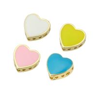 Brass Jewelry Beads, Heart, gold color plated, enamel, more colors for choice, 12x12x4mm, Hole:Approx 1mm, 10PCs/Lot, Sold By Lot