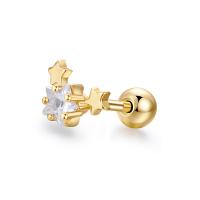 Stainless Steel Stud Earrings, with Cubic Zirconia, for woman, more colors for choice, 8x5mm, Sold By PC