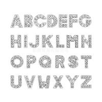 Zinc Alloy Slide Charm Alphabet Letter plated DIY & with rhinestone silver color 8mm Sold By PC