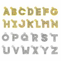 Zinc Alloy Rhinestone Pendants Alphabet Letter plated DIY & with rhinestone 15mm Sold By PC