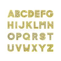 Zinc Alloy Slide Charm Alphabet Letter plated DIY & with rhinestone golden 8mm Sold By PC