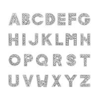 Zinc Alloy Slide Charm Alphabet Letter plated DIY & with rhinestone silver color Sold By PC