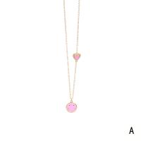 Brass Necklace, micro pave cubic zirconia & for woman & enamel, more colors for choice, Length:45 cm, Sold By PC