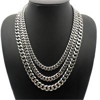 Stainless Steel Chain Necklace plated Unisex & curb chain silver color Sold By PC