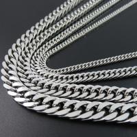 Stainless Steel Chain Necklace, plated, Unisex & curb chain, silver color, Sold By PC