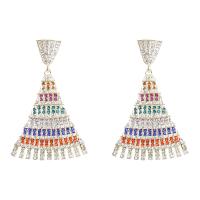 Rhinestone náušnice, Zinek, módní šperky & pro ženy & s drahokamu, multi-barevný, 62x41mm, Prodáno By Pair