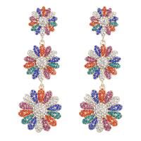 Strass Earring, Zinc Alloy, mode sieraden & voor vrouw & met strass, multi-gekleurde, 85x31mm, Verkocht door pair
