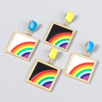 Zinc Alloy Drop Earrings with ABS Plastic Pearl painted fashion jewelry & rainbow design & for woman Sold By Pair