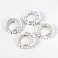 Pendientes de Perno de Aleación de Zinc, con Perlas de plástico ABS, Joyería & para mujer & con diamantes de imitación, más colores para la opción, 78x78mm, Vendido por Par