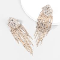 Fashion Fringe Earrings, Tibetan Style, fashion jewelry & for woman & with rhinestone, more colors for choice, 109x30mm, Sold By Pair