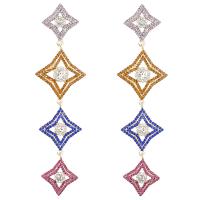 Boucles d'oreilles en alliage de zinc, bijoux de mode & pour femme, multicolore, 116x32mm, Vendu par paire