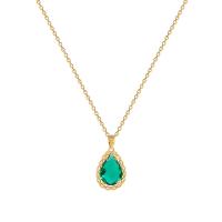 Crystal náhrdelník, Titanium ocel, s Imitovaný křišťál, módní šperky & pro ženy & se zirkony, zelený, 30x12mm, Prodáno By PC