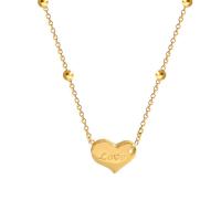Naszyjnik ze stali tytanu, Titantium stali, Serce, Platerowane prawdziwym złotem, biżuteria moda & dla kobiety, złoty, 18mm, długość 39.4 cm, sprzedane przez PC