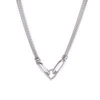 Titanium Steel Necklace with 2.4 extender chain plated fashion jewelry & for woman silver color Length 18.11 Inch Sold By PC