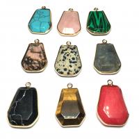 Bijoux Pendentifs en pierres gemmes, pierre gemme, avec laiton, Placage de couleur d'or, bijoux de mode & DIY, plus de couleurs à choisir, 20x30mm, Vendu par PC
