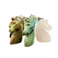 Gemstone Pendants Jewelry Natural Stone Unicorn Carved & Unisex 38-42mm Sold By PC