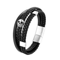 Lederband Armband, Synthetisches Leder, mit Edelstahl, plattiert, unterschiedliche Länge der Wahl & unisex, keine, verkauft von PC