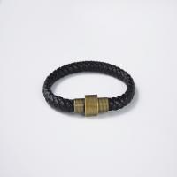 Leather Cord Bracelet, with Stainless Steel, plated, different length for choice & Unisex, more colors for choice, Sold By PC