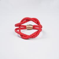 Bracelet cordon en cuir, Cuir synthétique, avec acier inoxydable, Plaqué de couleur d'or rose, longueur différente pour le choix & unisexe, plus de couleurs à choisir, Vendu par PC