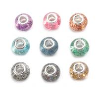 Resin European Beads, with Rhinestone Clay Pave & Stainless Steel, platinum color plated, Unisex & different styles for choice, more colors for choice, Approx 20PCs/Bag, Sold By Bag