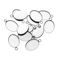 Stainless Steel Pendant Setting Oval silver color plated Unisex Approx Sold By Bag