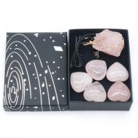 Rose Quartz Jewelry Set pendant & necklace with Korean Waxed Cord & Zinc Alloy plated 6 pieces pink Sold By Set