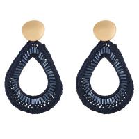 Earring Jewelry Polyester with Glass Beads & Zinc Alloy Teardrop gold color plated fashion jewelry Sold By Pair