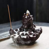 Backflow Incense Burner, Purple Clay, half handmade, for home and office & durable, 110x100mm, Sold By PC
