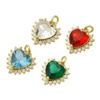 Cubic Zirconia Brass Pendants Heart gold color plated micro pave cubic zirconia Approx 2mm Sold By Lot