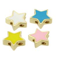 Brass Jewelry Beads Star gold color plated enamel Approx 2mm Sold By Lot