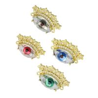 Cubic Zirconia Micro Pave Brass Connector, Eye, gold color plated, micro pave cubic zirconia & 1/1 loop, more colors for choice, 27x17x6mm, Hole:Approx 1mm, 10PCs/Lot, Sold By Lot