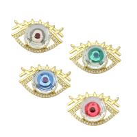 Evil Eye Connector Brass gold color plated micro pave cubic zirconia & 1/1 loop Sold By Lot