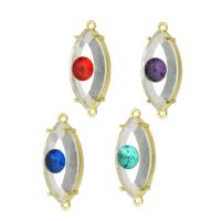 Evil Eye Connector, Brass, gold color plated, with cubic zirconia & 1/1 loop, more colors for choice, 29x12x8mm, 10PCs/Lot, Sold By Lot