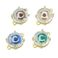 Cubic Zirconia Micro Pave Brass Connector, Eye, gold color plated, micro pave cubic zirconia & 1/1 loop, more colors for choice, 17x12x6mm, 10PCs/Lot, Sold By Lot