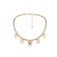 Zinc Alloy Jewelry Necklace with Brass plated Unisex & with rhinestone Length 43 cm Sold By PC