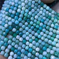 Amazonit perle, Trg, možete DIY & faceted, plav, 6-7mm, Prodano Per 38 cm Strand