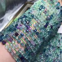 Fluoritni perle, Fluorit, Kocka, možete DIY & faceted, miješana boja, Prodano Per 38 cm Strand