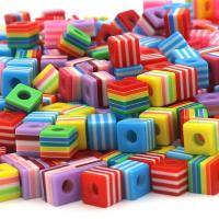 Solid Color Akril gyöngyök, Négyzet, DIY & Candy stílus, több színt a választás, 8mm, 850PC-k/Bag, Által értékesített Bag