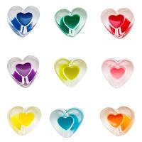 Bead in Bead Acrylic Beads, Heart, DIY & enamel, more colors for choice, 18mm, 260PCs/Bag, Sold By Bag